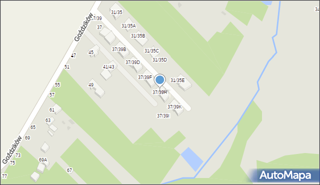 Częstochowa, Goździków, 37/39H, mapa Częstochowy
