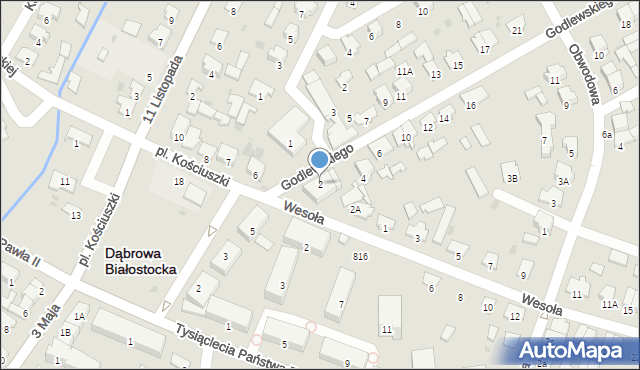 Dąbrowa Białostocka, Godlewskiego E. J., gen., 2, mapa Dąbrowa Białostocka