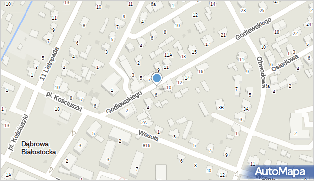 Dąbrowa Białostocka, Godlewskiego E. J., gen., 6A, mapa Dąbrowa Białostocka