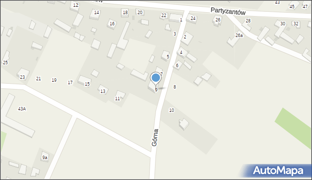 Dąbrowa Zielona, Górna, 9, mapa Dąbrowa Zielona