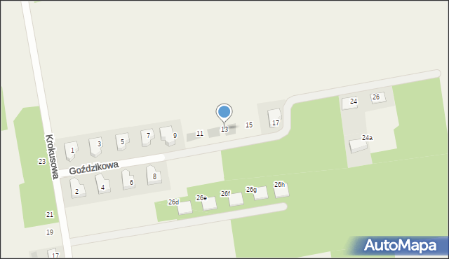 Dębe, Goździkowa, 13, mapa Dębe