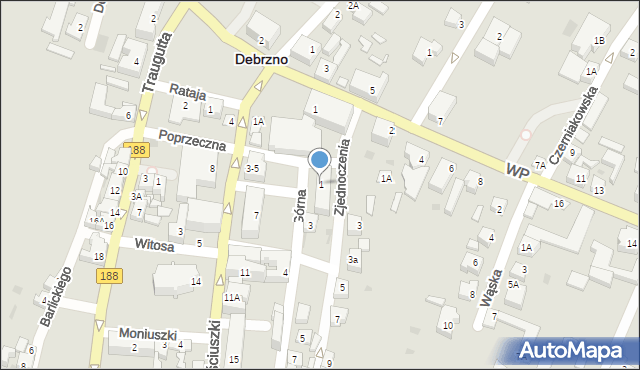 Debrzno, Górna, 1, mapa Debrzno