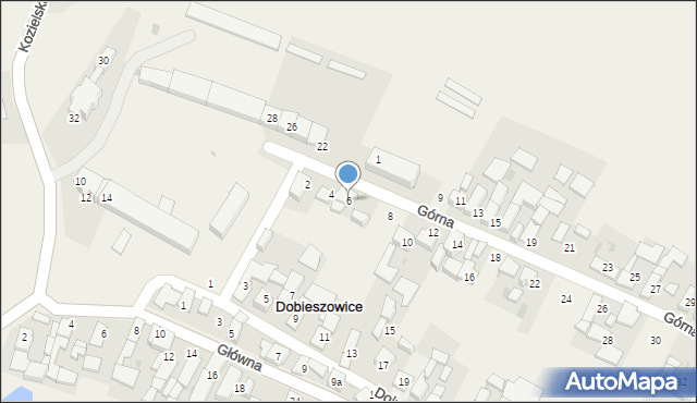 Dobieszowice, Górna, 6, mapa Dobieszowice