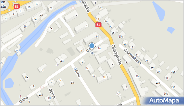 Dobre Miasto, Górna, 1b, mapa Dobre Miasto
