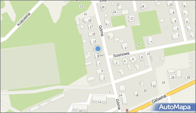 Domaniewice, Górna, 9, mapa Domaniewice