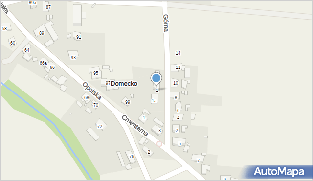 Domecko, Górna, 1, mapa Domecko