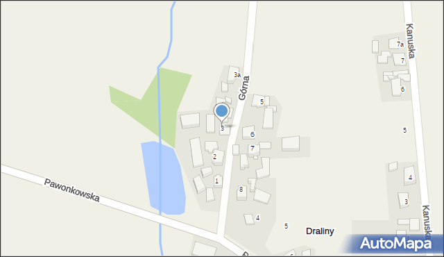 Draliny, Górna, 3, mapa Draliny