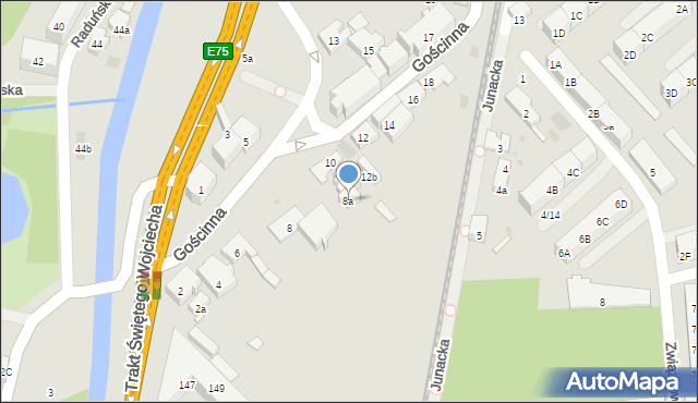 Gdańsk, Gościnna, 8a, mapa Gdańska
