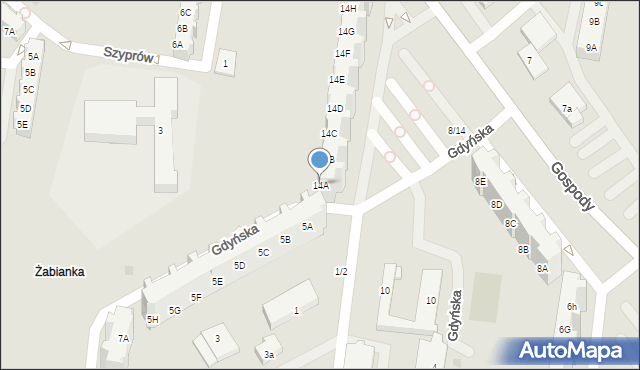 Gdańsk, Gospody, 14A, mapa Gdańska