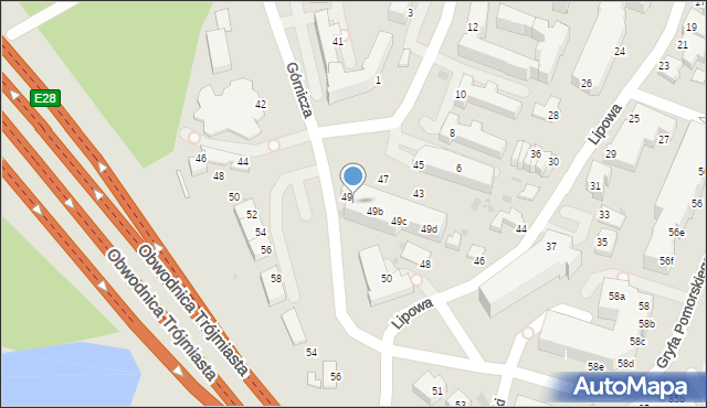 Gdynia, Górnicza, 49a, mapa Gdyni