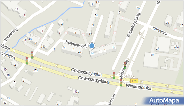 Gdynia, Gojawiczyńskiej Poli, 1d, mapa Gdyni