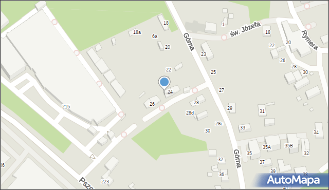 Gliwice, Górna, 24A, mapa Gliwic