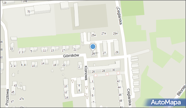 Gliwice, Górników, 25, mapa Gliwic