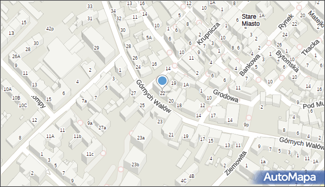 Gliwice, Górnych Wałów, 22, mapa Gliwic
