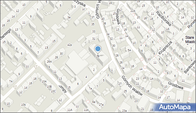 Gliwice, Górnych Wałów, 29, mapa Gliwic