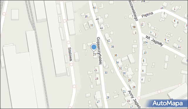 Gliwice, Gojawiczyńskiej Poli, 23, mapa Gliwic