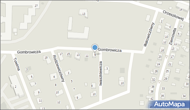 Gniezno, Gombrowicza Witolda, 9, mapa Gniezna