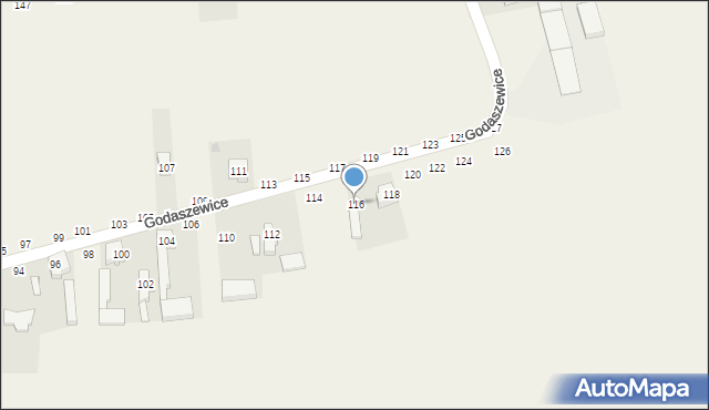 Godaszewice, Godaszewice, 116, mapa Godaszewice