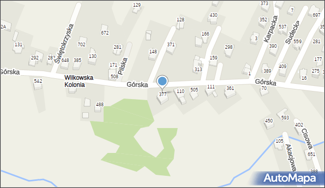 Godziszka, Górska, 377, mapa Godziszka