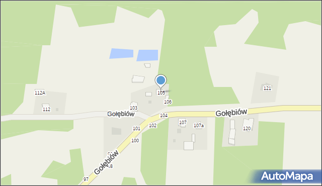 Gołębiów, Gołębiów, 105, mapa Gołębiów