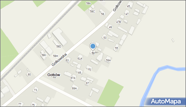 Gołków, Gołkowska, 59, mapa Gołków