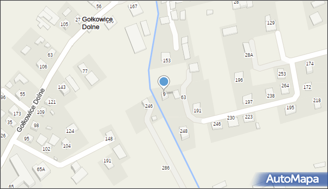 Gołkowice Dolne, Gołkowice Dolne, 9, mapa Gołkowice Dolne