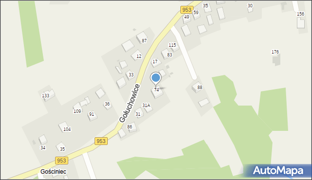 Gołuchowice, Gołuchowice, 74, mapa Gołuchowice