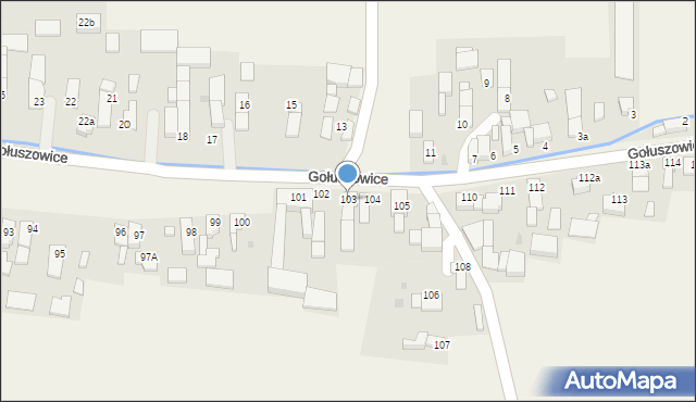 Gołuszowice, Gołuszowice, 103, mapa Gołuszowice