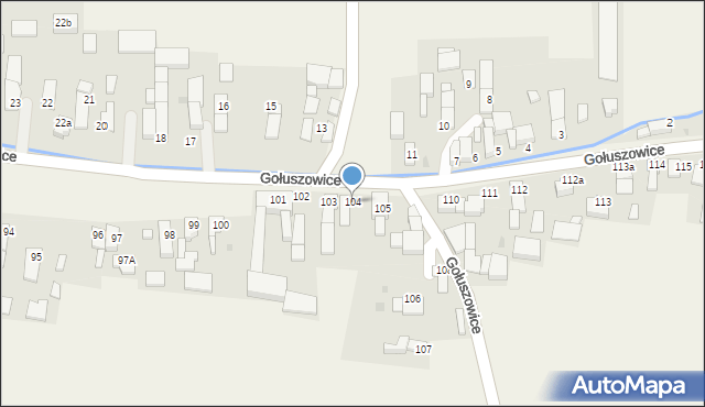 Gołuszowice, Gołuszowice, 104, mapa Gołuszowice