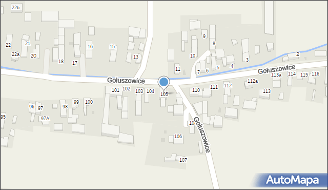 Gołuszowice, Gołuszowice, 105, mapa Gołuszowice