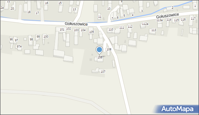 Gołuszowice, Gołuszowice, 106, mapa Gołuszowice