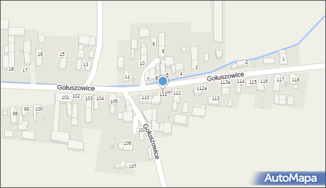 Gołuszowice, Gołuszowice, 111, mapa Gołuszowice
