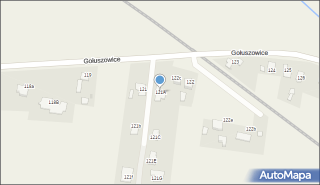 Gołuszowice, Gołuszowice, 121A, mapa Gołuszowice