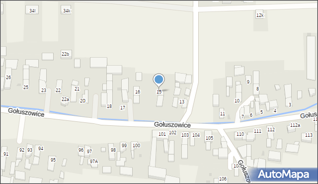 Gołuszowice, Gołuszowice, 15, mapa Gołuszowice