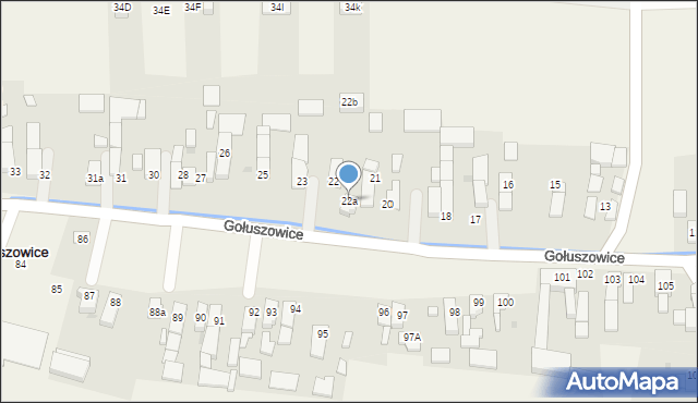 Gołuszowice, Gołuszowice, 22a, mapa Gołuszowice
