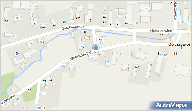 Gołuszowice, Gołuszowice, 77a, mapa Gołuszowice
