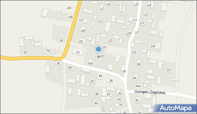 Gorajec-Zagroble, Gorajec-Zagroble, 98, mapa Gorajec-Zagroble