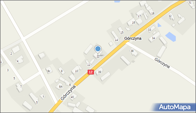 Górczyna, Górczyna, 12, mapa Górczyna