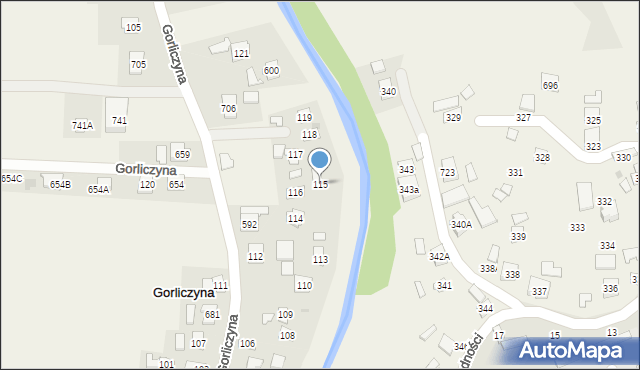 Gorliczyna, Gorliczyna, 115, mapa Gorliczyna