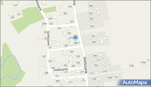 Gorliczyna, Gorliczyna, 255, mapa Gorliczyna