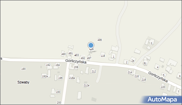 Gorliczyna, Gorliczyna, 497A, mapa Gorliczyna