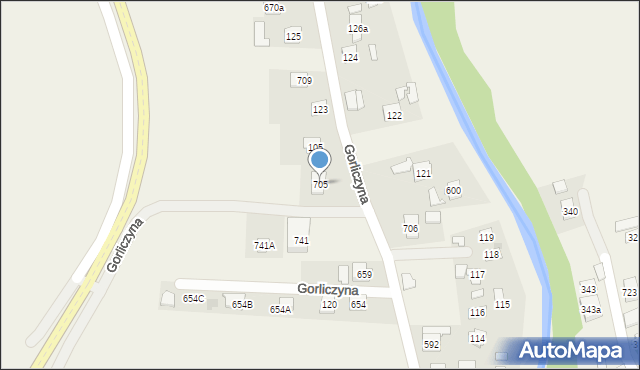 Gorliczyna, Gorliczyna, 705, mapa Gorliczyna