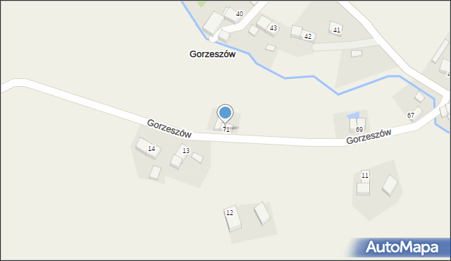 Gorzeszów, Gorzeszów, 71, mapa Gorzeszów