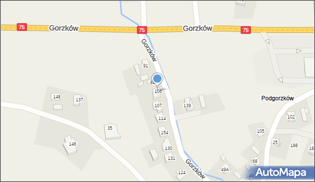 Gorzków, Gorzków, 106, mapa Gorzków