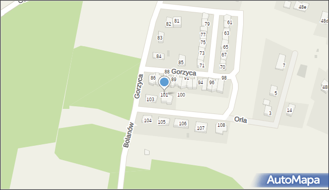 Gorzyca, Gorzyca, 101, mapa Gorzyca