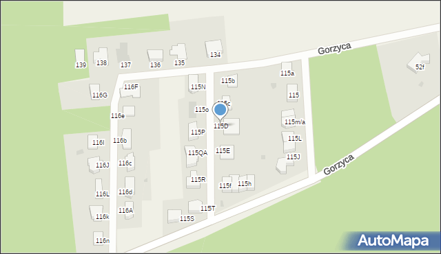 Gorzyca, Gorzyca, 115D, mapa Gorzyca