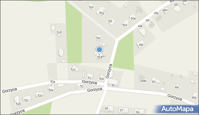 Gorzyca, Gorzyca, 51A, mapa Gorzyca