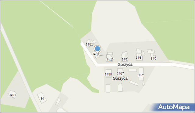 Gorzyca, Gorzyca, 34/11A, mapa Gorzyca