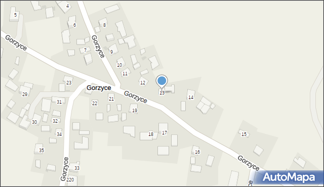 Gorzyce, Gorzyce, 13, mapa Gorzyce