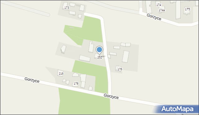 Gorzyce, Gorzyce, 202, mapa Gorzyce